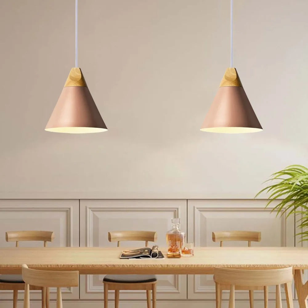 Valentina Multi-Shaped Wood And Pendant Light, 6 Colors - Letslighting