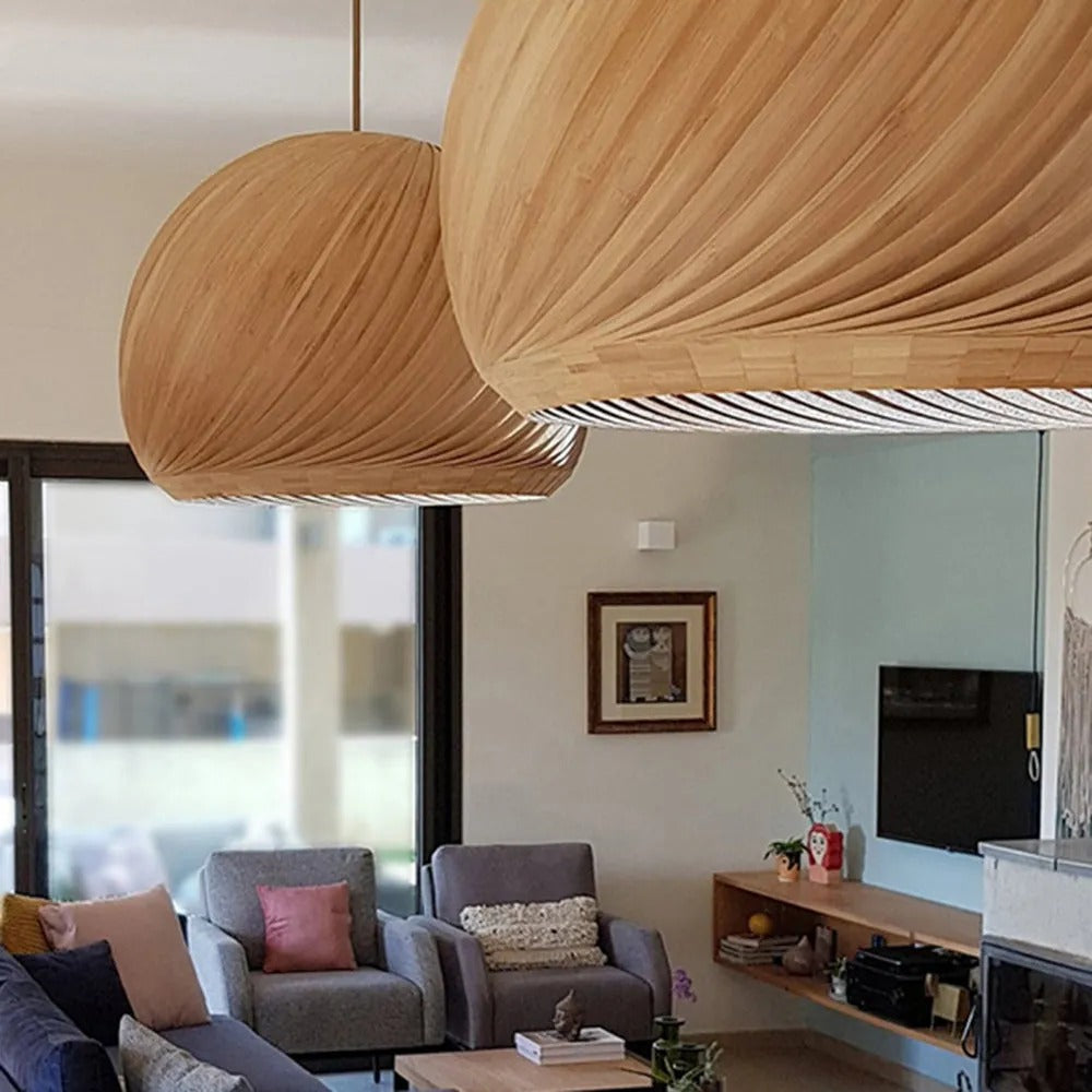 Muto Semi Metal Pendant Light Brown / Wood