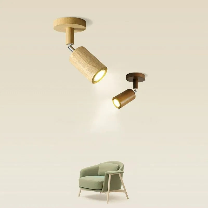 Muto Modern LED Adjustable Ceiling Spotlight, Wood - Letslighting
