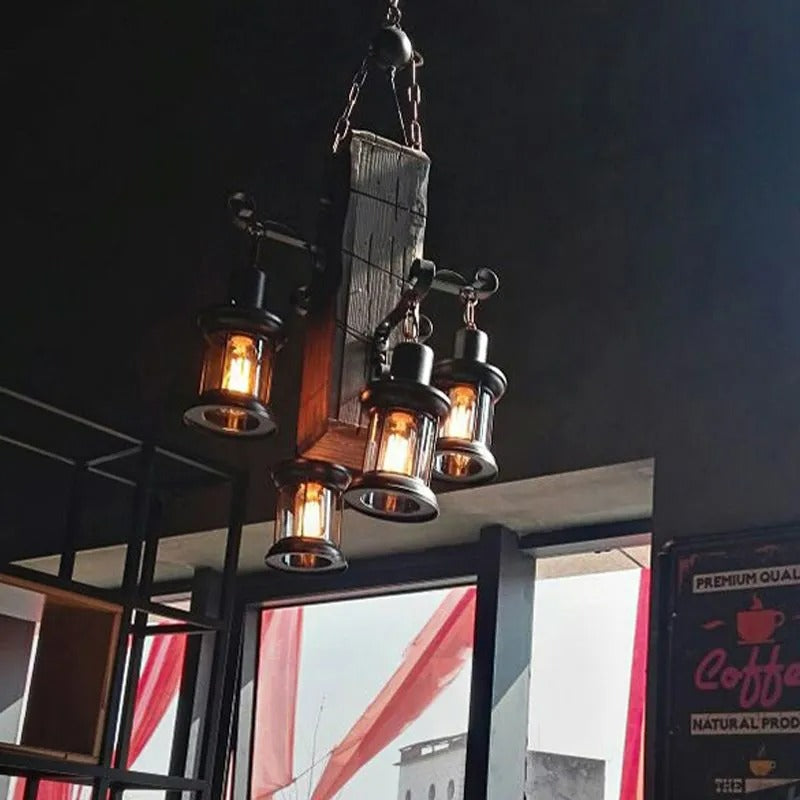 Epoch Industrial Lantern Glass Metal Pendant Light - Letslighting