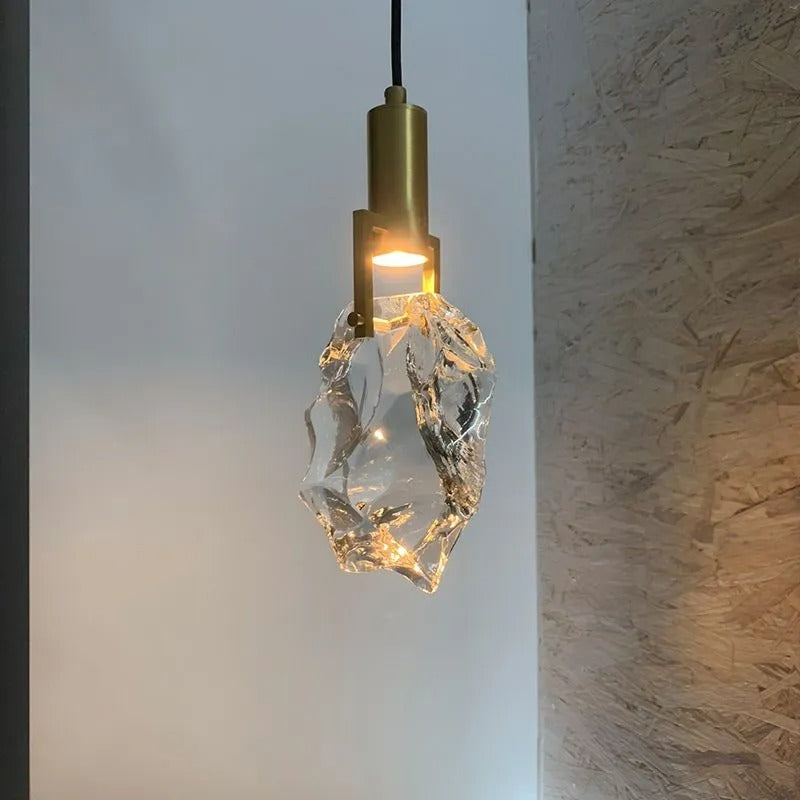 Kristy Modern Drop Crystal Pendant Light, Brass
