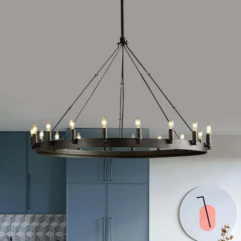 Silva Industrial Round Candle Metal Pendant Light - Letslighting