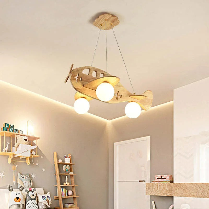Arisha Vintage Airplane Shape Pendant Light, Wood - Letslighting