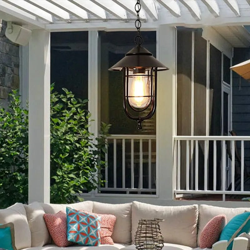 Epoch Retro Lantern Metal Pendant Light Bronze