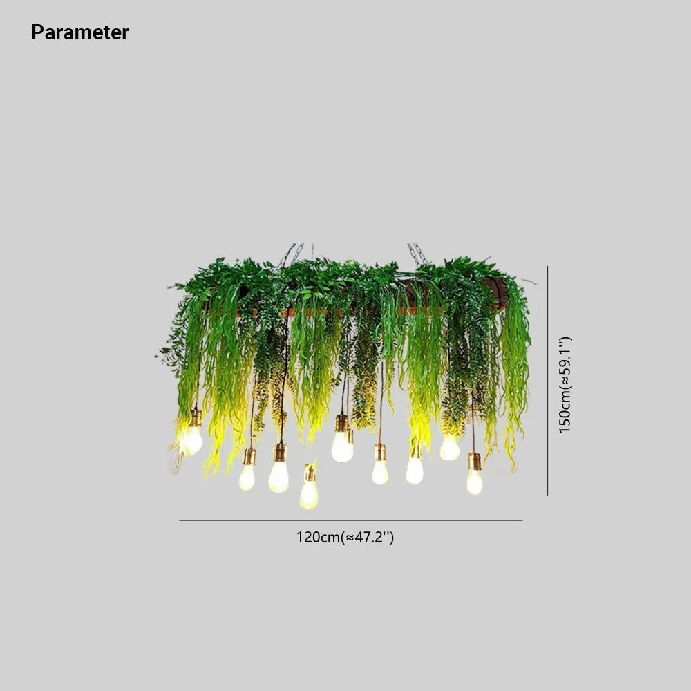 Ritta Natural Decorative Rectangular Plant Metal Pendant Light