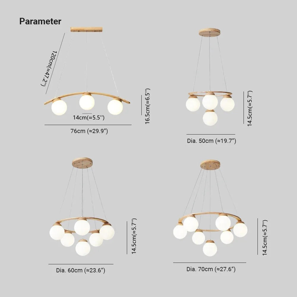 Valentina Pendant Light Wood Glass White Island Living Room/Bedroom - Letslighting
