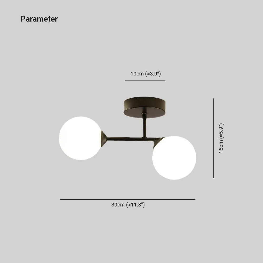 Valentina Semi-Flush Mount Ceiling Light, 2 Color, 12" - Letslighting