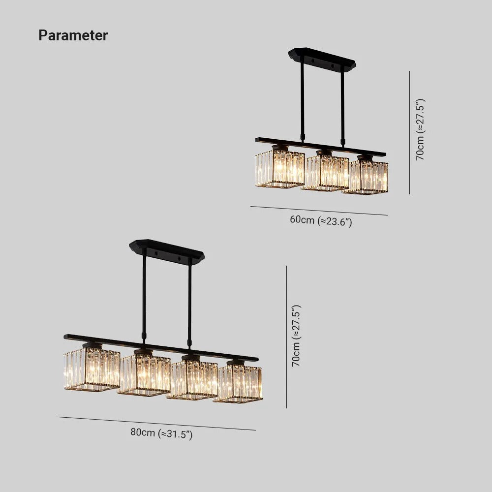 Kristy Crystal Square Pendant Light 3/4 Heads - Letslighting