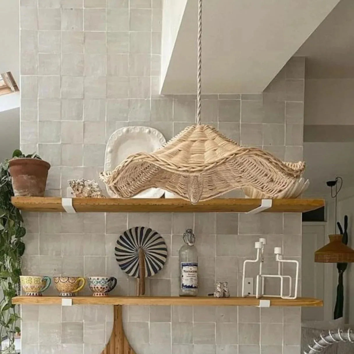 Ritta Classic Wave LED Pendant Light Rattan Dining Room/Living Room - Letslighting
