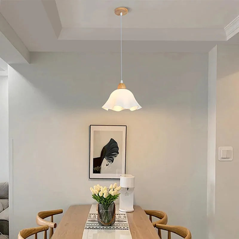 Muto Minimalist Flower Acrylic Wood Pendant Light
