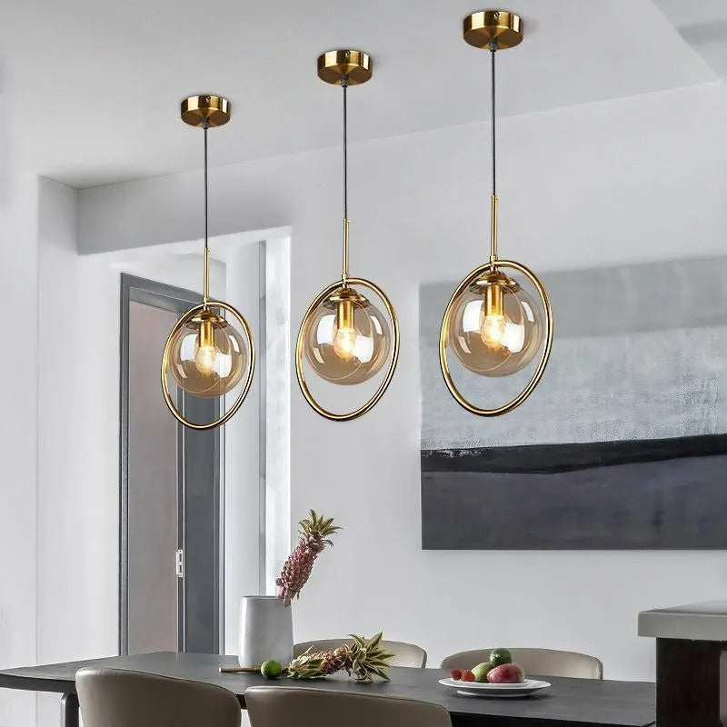 Valentina Luxury Global Glass Pendant Light Aith A Ring - Letslighting