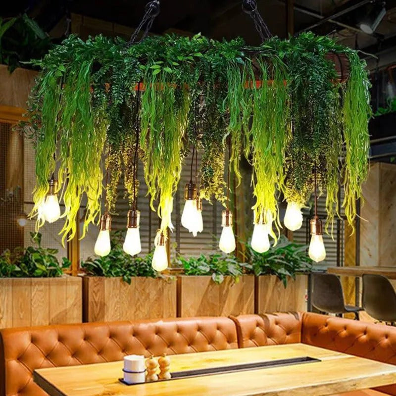 Ritta Natural Decorative Rectangular Plant Metal Pendant Light