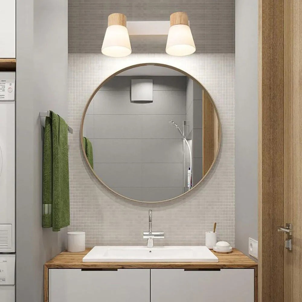 Muto Wall Lamp Nordic Vanity Mirror Front Wood Glass Basement - Letslighting