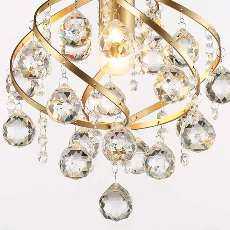 Kristy Luxury Globe Crystal Semi-Flush Mount Ceiling Light, Brass - Letslighting