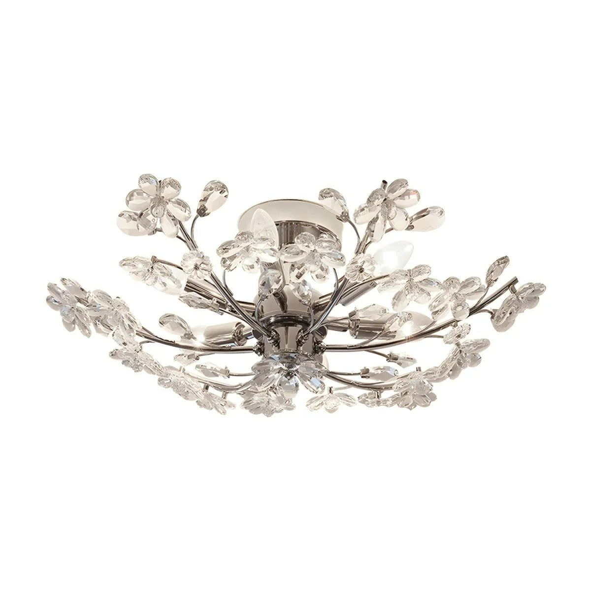 Olivia Modern Crystals Flower Flush Mount Ceiling Light Living Room, Chrome