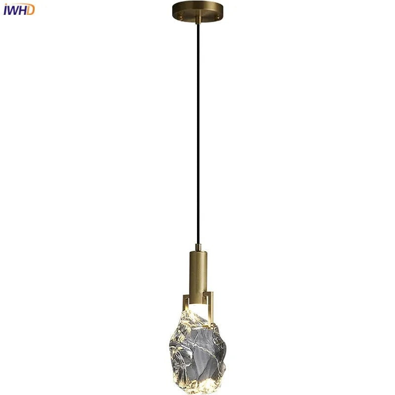 Kristy Modern Drop Crystal Pendant Light, Brass