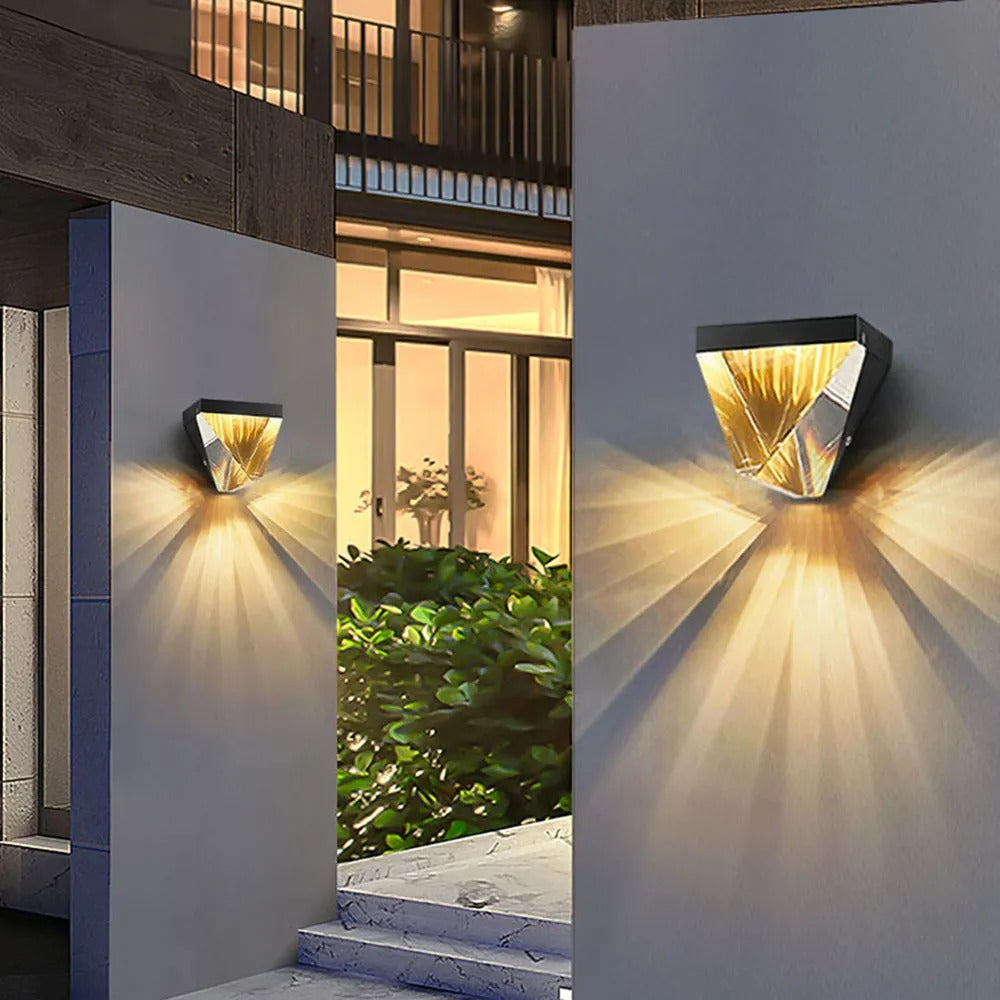 Ray Waterproof Diamond Shape Metal Crystal Outdoor Wall Lamp