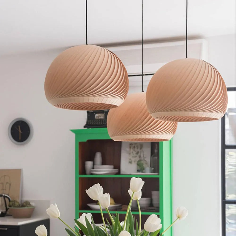 Muto Semi Metal Pendant Light Brown / Wood