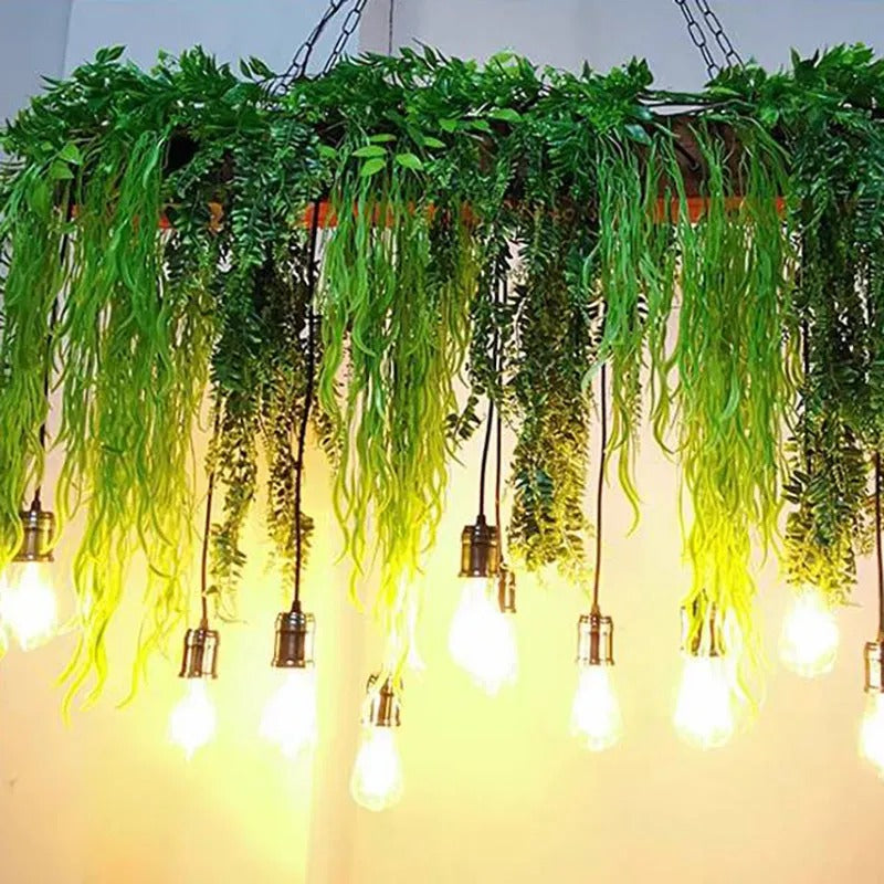 Ritta Natural Decorative Rectangular Plant Metal Pendant Light