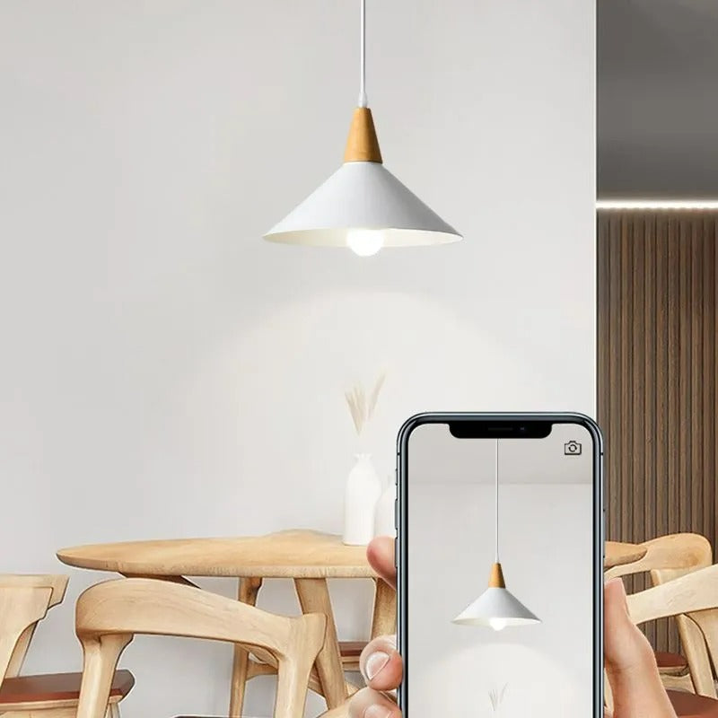 Valentina Minimalist Cap-shaped Pendant Light, Natural Wood - Letslighting