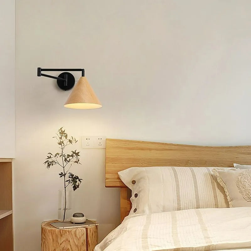 Muto Cone Shaped Adjustable Wall Lamp, /Wood, Bedroom - Letslighting