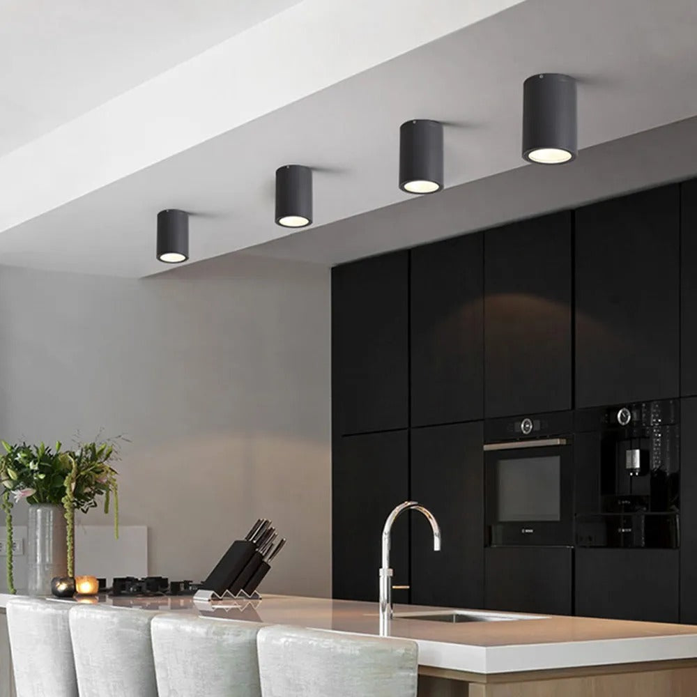 Ray Modern Cylindrical Flush Mount Ceiling Light Metal Glass