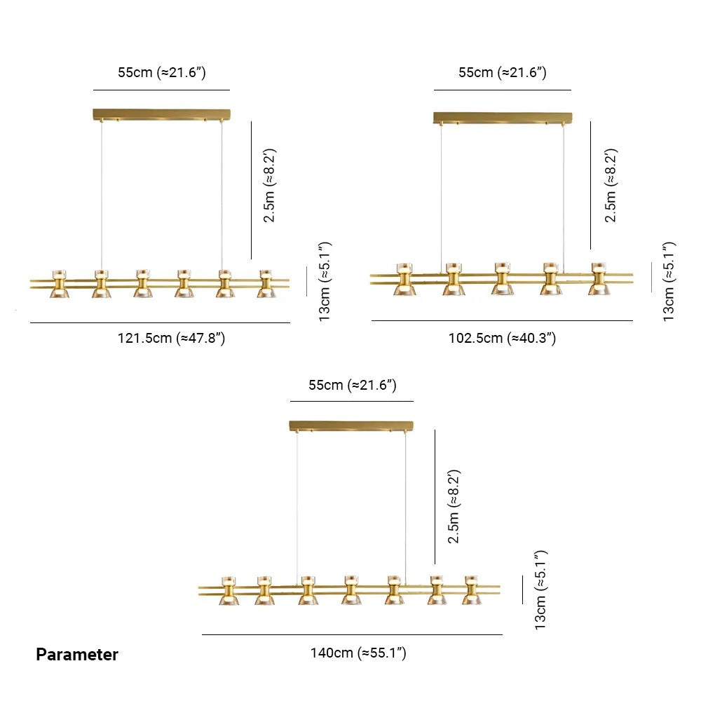 Arisha Modern Linear Linear Metal Pendant Lamp Golden
