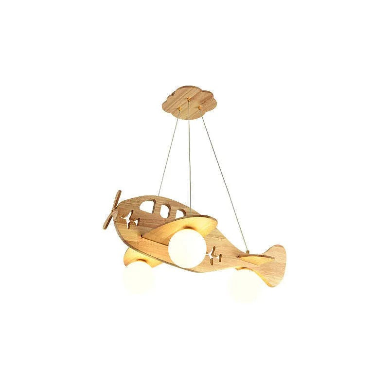 Arisha Vintage Airplane Shape Pendant Light, Wood - Letslighting