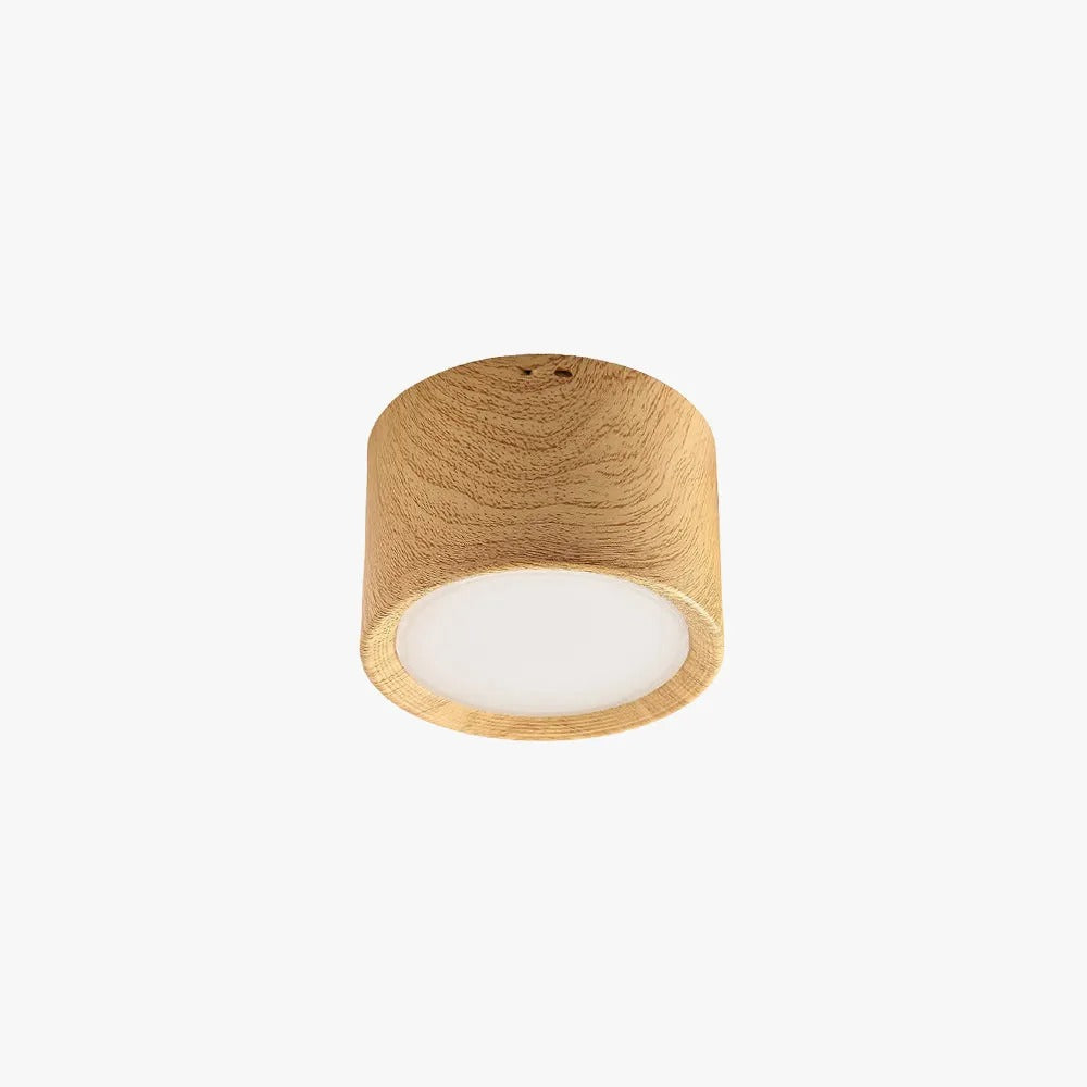 Muto Modern Round Flush Mount Ceiling Light, Wood/Black, Living Room