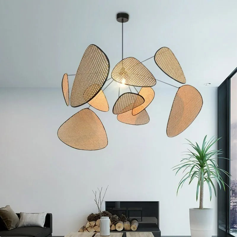 Ritta Pendant Light Leaf Grid, Rattan/, Bedroom - Letslighting