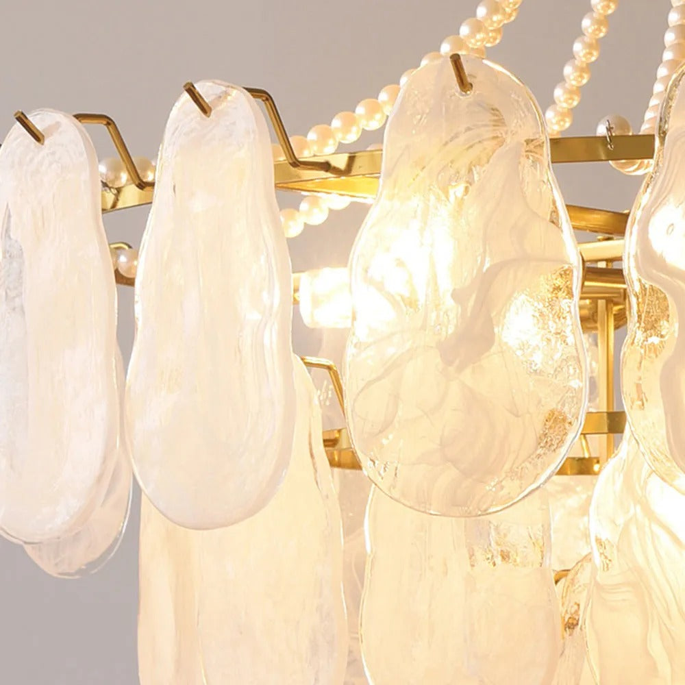 Kristy Elegant Pearl Glass Metal Chandelier