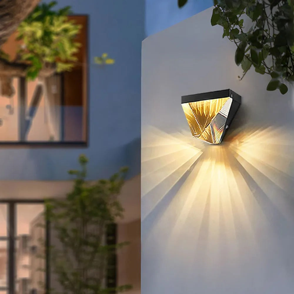 Ray Waterproof Diamond Shape Metal Crystal Outdoor Wall Lamp
