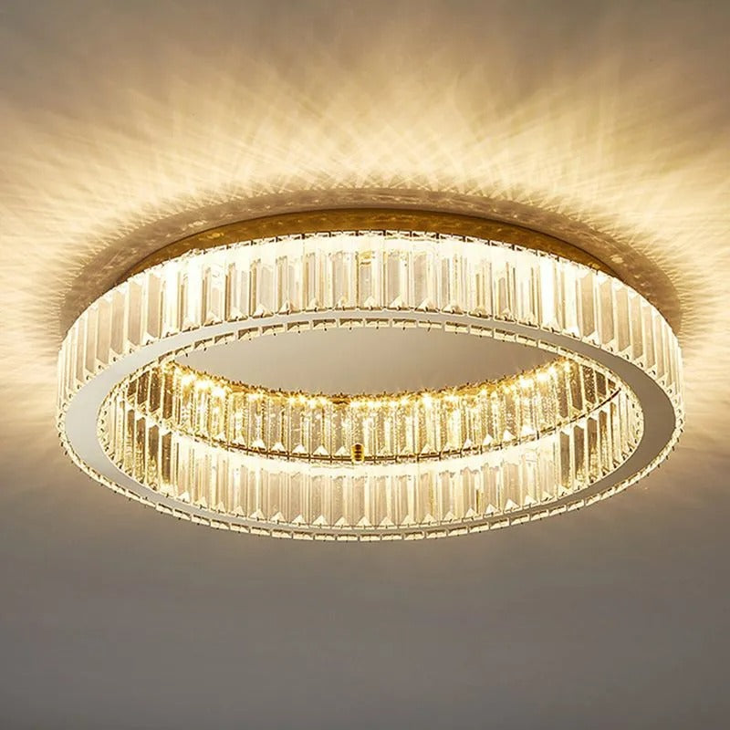 Kristy Modern Art Deco Circle Crystal Metal Flush Mount Ceiling Light