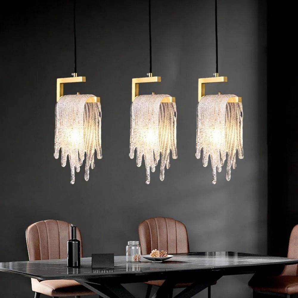 Kristy Modern Flowing Jelly Pendant Light Crystal Brass
