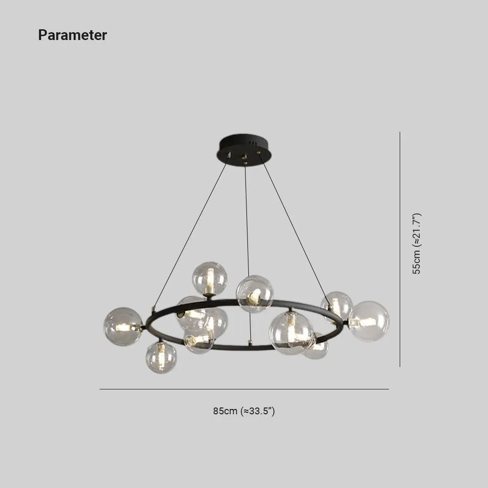 Valentina Modern Glass Globe Ring Chandelier - Letslighting