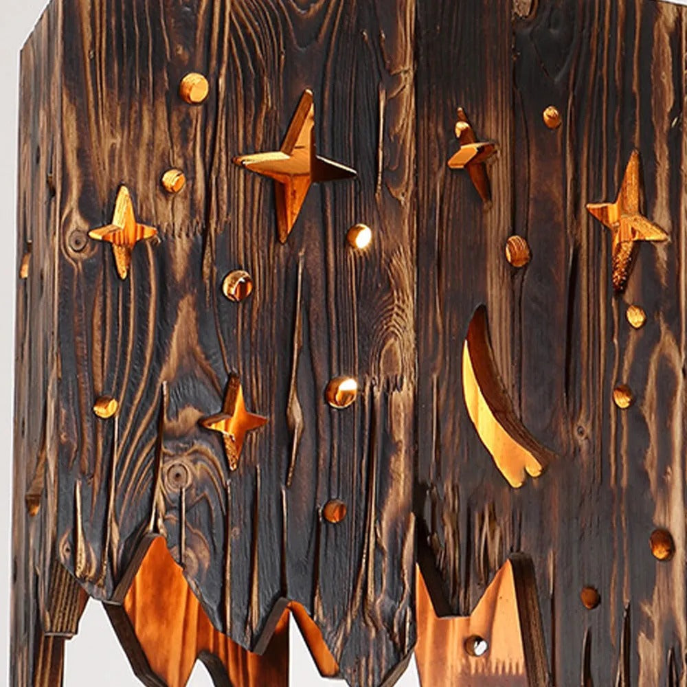 Epoch Retro Starry Metal & Wood Pendant Light