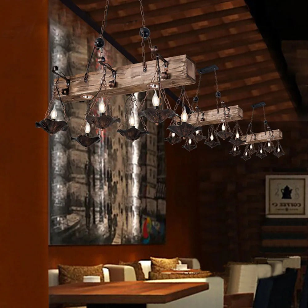 Epoch Industrial /Wood Pendant Light, Bronze - Letslighting