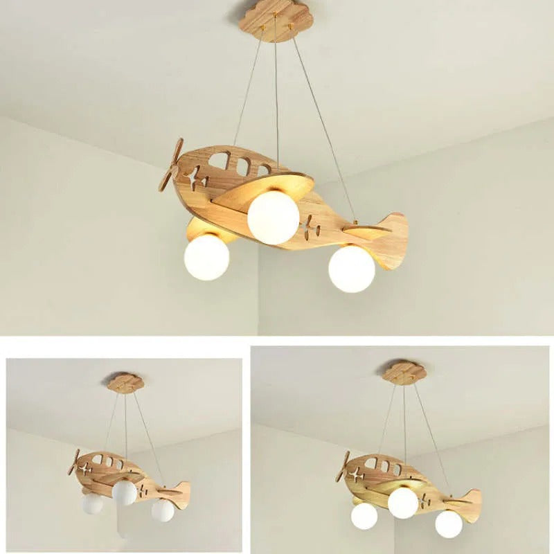 Arisha Vintage Airplane Shape Pendant Light, Wood - Letslighting