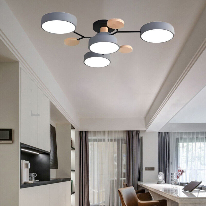 Arisha Geometric Flush Mount Ceiling Light Acrylic/Wood Living Room - Letslighting