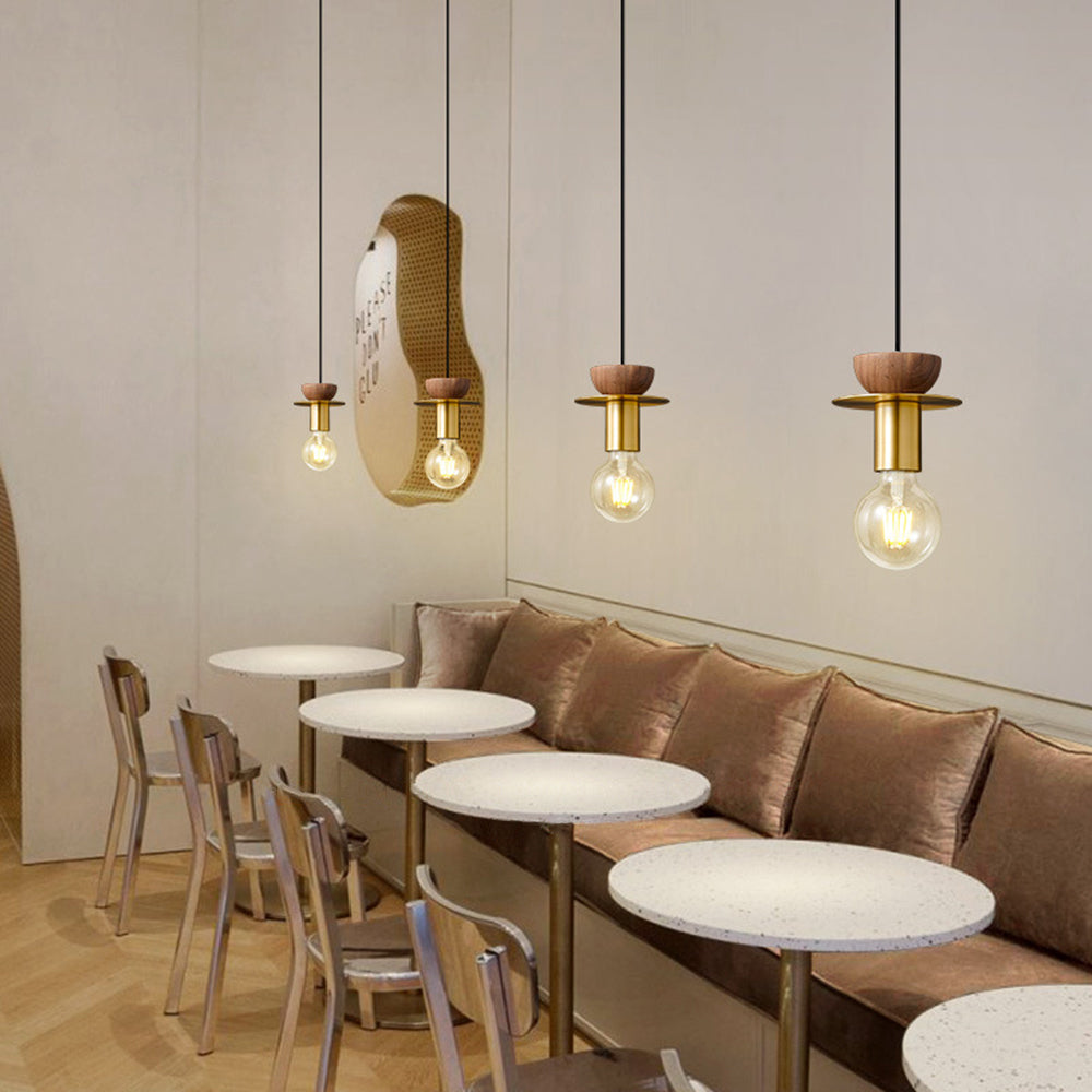 Valentina Modern Simple Pendant Light Copper Walnut Bedroom Dining Room - Letslighting