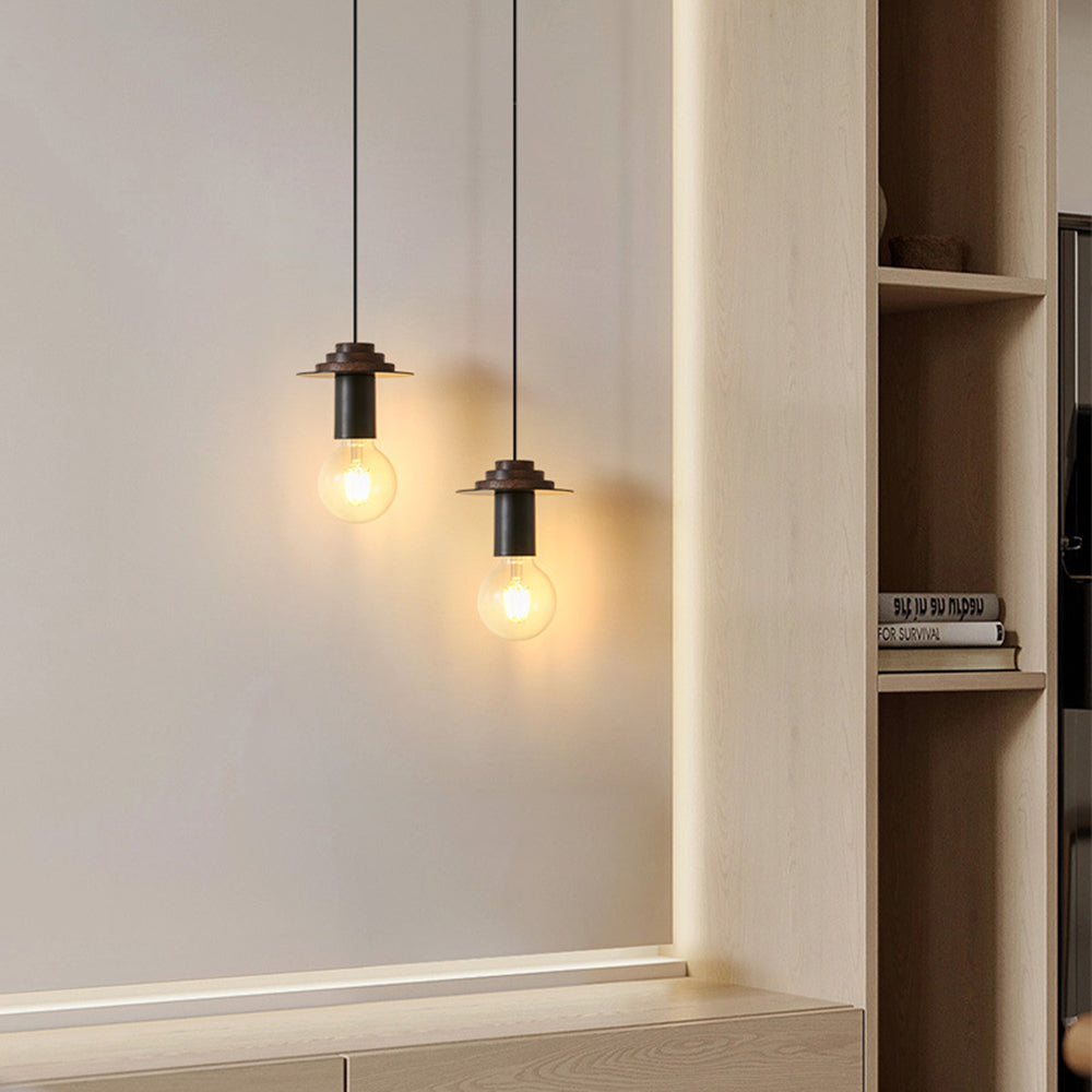 Valentina Modern Simple Pendant Light Copper Walnut Bedroom Dining Room - Letslighting