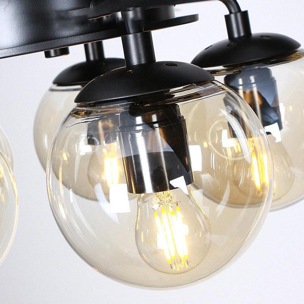 Zazoren Vintage Black Glass Ceiling Fan Light - Letslighting