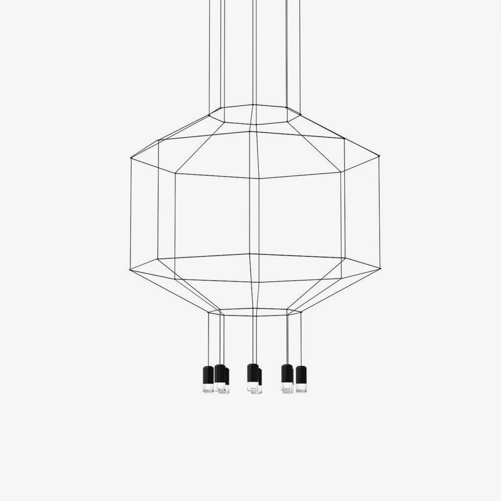 Lustra Pendant Lamp Geometric Wire Black LED - Letslighting